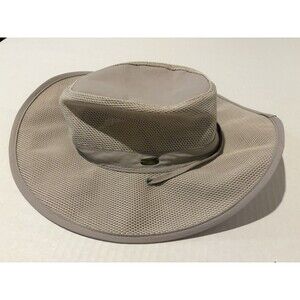 Stetson No Fly Zone Khaki Wide Brim Drawcord Sun Hat UPF 50+ Mesh Size Large